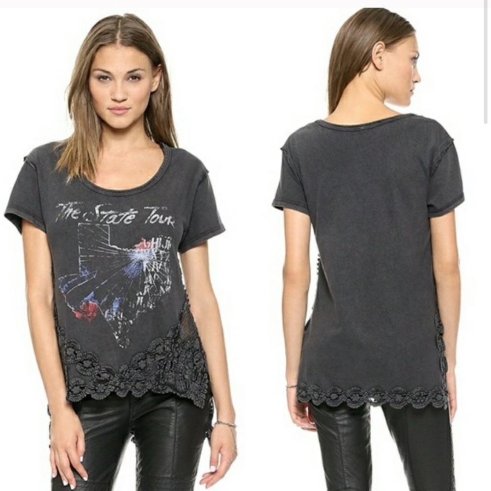 Free People The Stone Graphic Tee Texas Small Grey